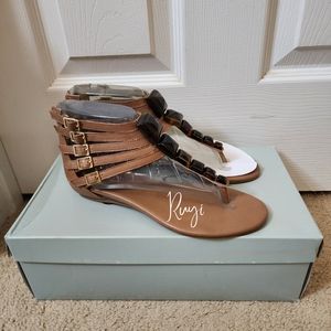 NIB JESSICA SIMPSON DEMETER WOMEN'S LEATHER SANDAL SHOES LIGHT TAUPE SIZE 6